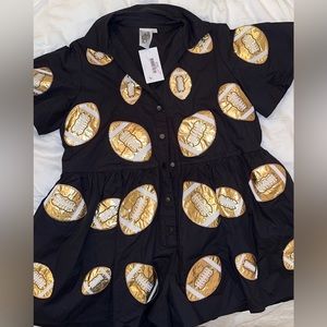 Queen of Sparkles black football romper